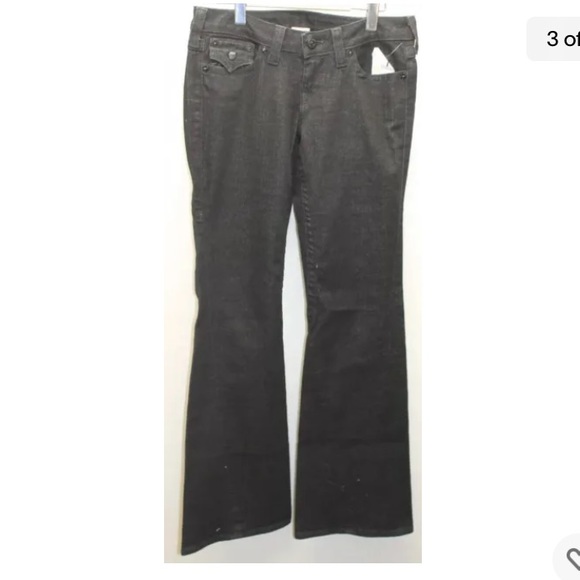 New True Religion Women Black Jeans Denim Boot Leg Joey 29 USA Sequins Logo - Picture 7 of 9